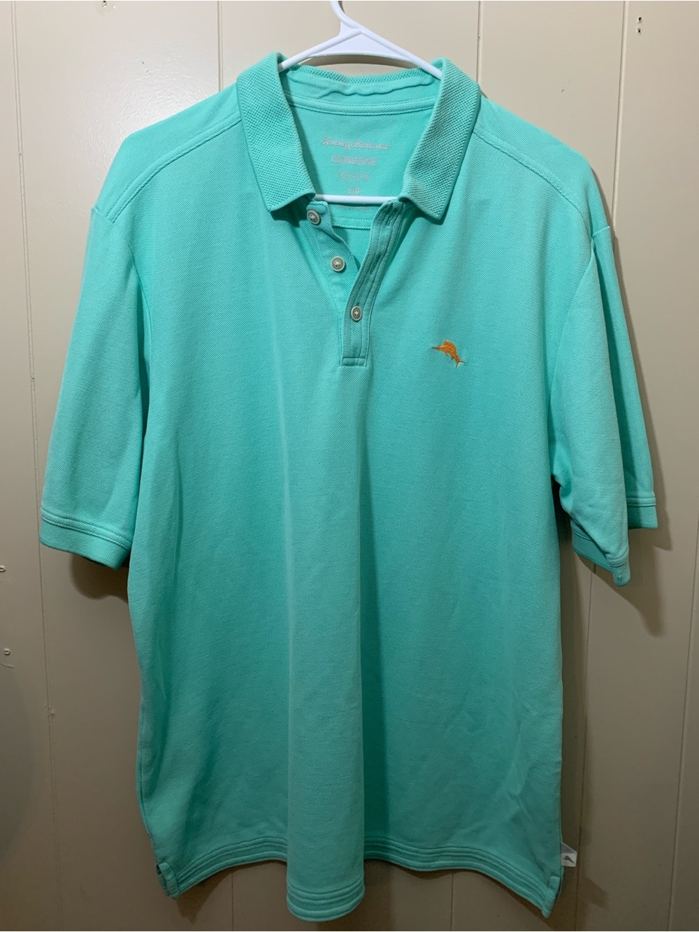 Tommy Bahama Men's Aqua Polo Shirt - Short Sleeve Polo/ Golf shirt Large